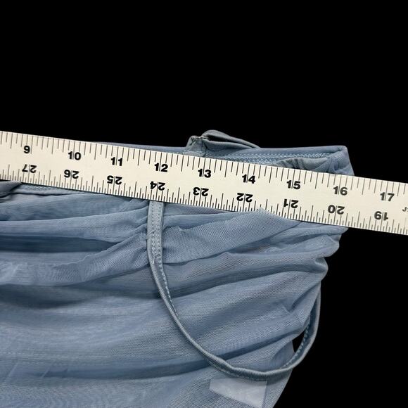 Cider Womens Blue Mesh Ruched Cami Top Sz M Sheer Layered Y2K Grunge Fairy - Picture 4 of 9